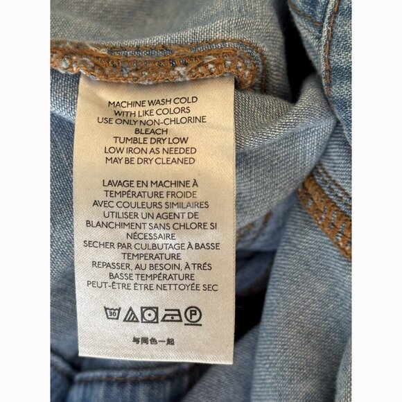 Anthropologie Pilcro Women’s 1X Chambray Jumpsuit Denim Blue Roll Tab Boho - Picture 7 of 9